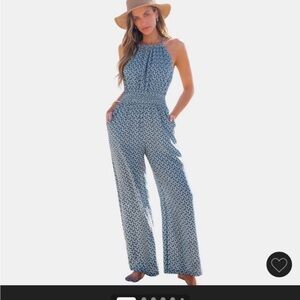 Cupshe‎ Nomad Soul Boho Jumpsuit - Blue and white size M
